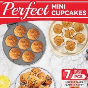 SugarWhisk Mini Cupcake Maker Machine, Make 7 X 2.2 Inch Cupcakes Baking for Kids, Muffin Maker Machine, Baking Gadgets, Housewares Breakfast Maker, Non-stick, White - Image 4