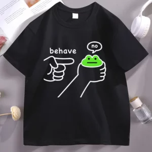 Dishonest Frog Pattern Printed Men's and Women's T-shirt Funny Frog Meme Inappropriate Behavior T-shirt Casual Cotton T-shirt - Image 2