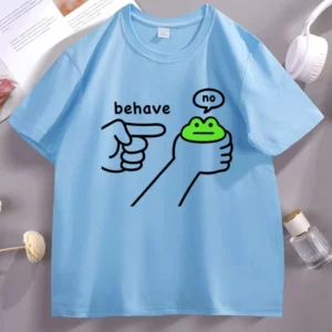 Dishonest Frog Pattern Printed Men's and Women's T-shirt Funny Frog Meme Inappropriate Behavior T-shirt Casual Cotton T-shirt - Image 3