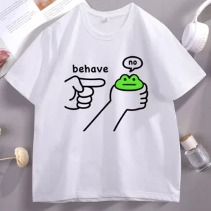 Dishonest Frog Pattern Printed Men's and Women's T-shirt Funny Frog Meme Inappropriate Behavior T-shirt Casual Cotton T-shirt - Image 5