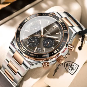 POEDAGAR Fashion Men Clock Waterproof Stainless Steel Quartz Man Wristwatch Luminous Date Chronograph Men's Watches Reloj Hombre - Image 2