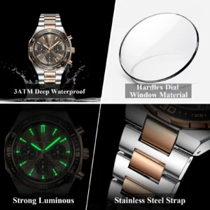 POEDAGAR Fashion Men Clock Waterproof Stainless Steel Quartz Man Wristwatch Luminous Date Chronograph Men's Watches Reloj Hombre - Image 4