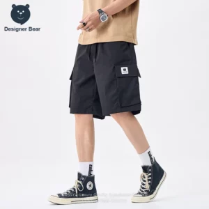 Brand Clothing Men's Summer Ice Silk Cargo Shorts Baggy Straight Multi-pocket Work Knee Length Board Bermuda Shorts Camo Jorts - Image 5