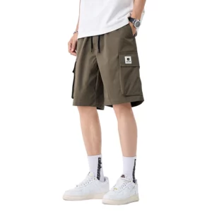 Brand Clothing Men's Summer Ice Silk Cargo Shorts Baggy Straight Multi-pocket Work Knee Length Board Bermuda Shorts Camo Jorts - Image 6