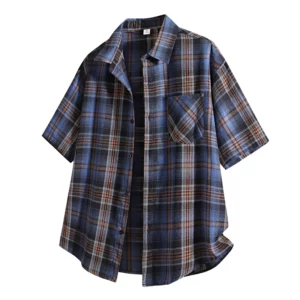 High Street Plaid Shirt Men Shirts 2026 Summer Fashion Chemise Homme Men's Checkered Shirts Short Sleeve Cotton Shirt Man Blouse - Image 4