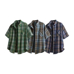 High Street Plaid Shirt Men Shirts 2026 Summer Fashion Chemise Homme Men's Checkered Shirts Short Sleeve Cotton Shirt Man Blouse - Image 6