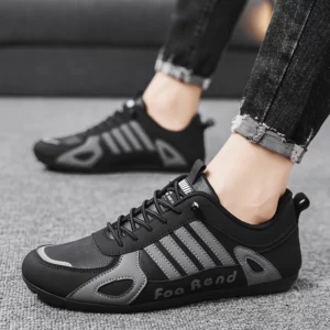 Men Leather Shoes Flat Bottomed Casual Sports Shoes Slip-on Skateboard Board Shoes Walking Travel Leisure Running Sneakers - Image 4