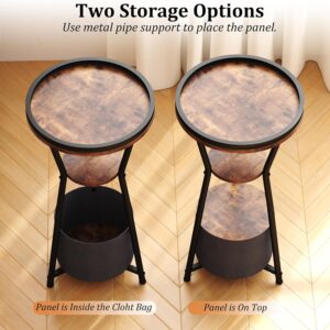 Yusong Round Side Table with Charging Station, Small Drink Table for Small Spaces, 3-Tier Industrial End Table, Accent Nightstand Bedside Table for Living Room, Bedroom, Sofa Couch, Rustic Brown - Image 8