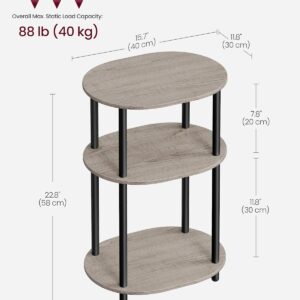 VASAGLE Side Table, Small End Table, Tall Nightstand for Living Room, Bedroom, Office, Bathroom, Steel Frame, Industrial Style, Oval, Heather Greige and Ink Black ULET288L101 - Image 2