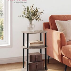 VASAGLE Side Table, Small End Table, Tall Nightstand for Living Room, Bedroom, Office, Bathroom, Steel Frame, Industrial Style, Oval, Heather Greige and Ink Black ULET288L101 - Image 3