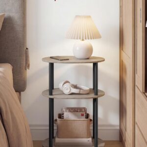 VASAGLE Side Table, Small End Table, Tall Nightstand for Living Room, Bedroom, Office, Bathroom, Steel Frame, Industrial Style, Oval, Heather Greige and Ink Black ULET288L101 - Image 4