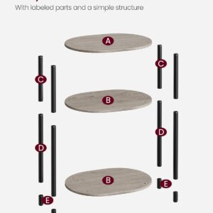 VASAGLE Side Table, Small End Table, Tall Nightstand for Living Room, Bedroom, Office, Bathroom, Steel Frame, Industrial Style, Oval, Heather Greige and Ink Black ULET288L101 - Image 6