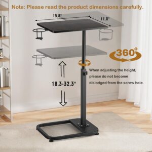 facka Adjustable TV Tray Table with Rounded Metal Corners, C-Shaped Snack Table for Couch, Sofa, Bed or Chair, Small Space Side Table for Eating, Dinner, or Laptop Use - Image 2