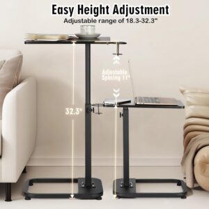 facka Adjustable TV Tray Table with Rounded Metal Corners, C-Shaped Snack Table for Couch, Sofa, Bed or Chair, Small Space Side Table for Eating, Dinner, or Laptop Use - Image 3