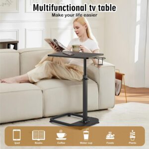 facka Adjustable TV Tray Table with Rounded Metal Corners, C-Shaped Snack Table for Couch, Sofa, Bed or Chair, Small Space Side Table for Eating, Dinner, or Laptop Use - Image 5