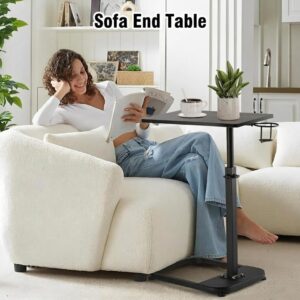 facka Adjustable TV Tray Table with Rounded Metal Corners, C-Shaped Snack Table for Couch, Sofa, Bed or Chair, Small Space Side Table for Eating, Dinner, or Laptop Use - Image 6