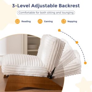 MAXYOYO Modern Adjustable Accent Chair with Ottoman, Upholstered Living Room Chair with Footrest Set, Soft Reclining Lounge for Bedroom, Apartment, Office, Beige - Image 2