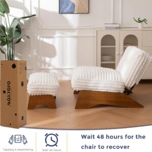 MAXYOYO Modern Adjustable Accent Chair with Ottoman, Upholstered Living Room Chair with Footrest Set, Soft Reclining Lounge for Bedroom, Apartment, Office, Beige - Image 8