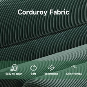 YVDNHP Bean Bag Chair with Ottoman, Cozy Comfy Reading Nook Chairs, Ultra Soft Corduroy Fabric Bean Bag Chairs for Adults, Reading Chair with Ottoman for Living Room, Bedroom Apartment (Green) - Image 4