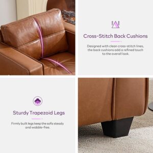 TYBOATLE Oversized Accent Chair with Ottoman, Wide Chaise Lounge Chair Indoor, Mid-Century Modern Armchair with Pockets, Leather Comfy Chairs for Bedroom, Living Room, Office - Image 4