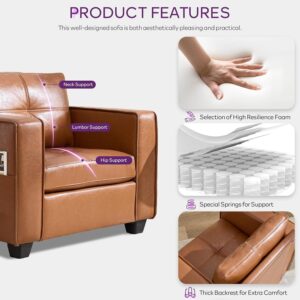 TYBOATLE Oversized Accent Chair with Ottoman, Wide Chaise Lounge Chair Indoor, Mid-Century Modern Armchair with Pockets, Leather Comfy Chairs for Bedroom, Living Room, Office - Image 7