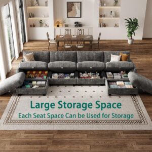 Modular Sectional U Shaped Sofa Couches for Living Room, Cloud Couch with Storage Ottoman, Comfy Chenille Sofa with Pillow, Dark Gray | Comfort, Ease of assembly, Softness, Good Quality, Storage Capacity, Sturdiness - Image 3
