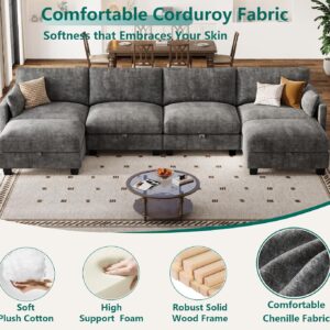 Modular Sectional U Shaped Sofa Couches for Living Room, Cloud Couch with Storage Ottoman, Comfy Chenille Sofa with Pillow, Dark Gray | Comfort, Ease of assembly, Softness, Good Quality, Storage Capacity, Sturdiness - Image 5