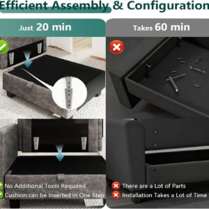 Modular Sectional U Shaped Sofa Couches for Living Room, Cloud Couch with Storage Ottoman, Comfy Chenille Sofa with Pillow, Dark Gray | Comfort, Ease of assembly, Softness, Good Quality, Storage Capacity, Sturdiness - Image 7