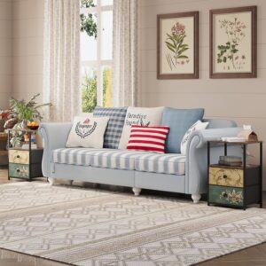 Tohomeor Nightstand with 2 Fabric Drawers Retro Flower End Table Side Table with Open Storage Shelf for Bedroom Living Room Sofa Beside Vintage - Image 6