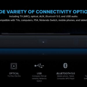 Creative Stage V2 2.1 Channel 160W Soundbar with Subwoofer, Clear Dialog and Surround by Sound Blaster, Bluetooth 5.0, TV ARC, Optical, and USB Audio,Adjustable Bass and Treble, for TV - Image 6