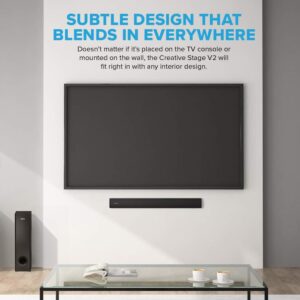 Creative Stage V2 2.1 Channel 160W Soundbar with Subwoofer, Clear Dialog and Surround by Sound Blaster, Bluetooth 5.0, TV ARC, Optical, and USB Audio,Adjustable Bass and Treble, for TV - Image 8