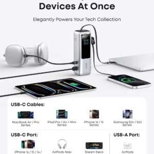 Anker Power Bank, 25,000mAh 165W Ultra-Fast Portable Charger for Dual Laptops, Fast Charging Battery Pack with Built-In and Retractable Cables, For iPhone 17/16 Series, Samsung, and More - Image 4