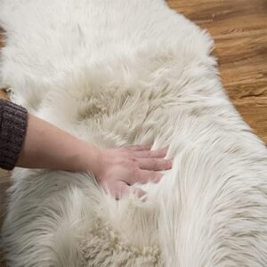 EasyJoy Ultra Soft Fluffy/Fuzzy Shaggy Area Rug Faux Fur Chair Cover Seat Pad for Bedroom Floor Sofa Living Room (2 x 6 ft Sheepskin, Beige) - Image 5