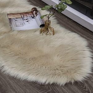 EasyJoy Ultra Soft Fluffy/Fuzzy Shaggy Area Rug Faux Fur Chair Cover Seat Pad for Bedroom Floor Sofa Living Room (2 x 6 ft Sheepskin, Beige) - Image 6