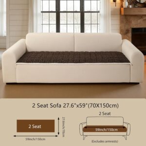 OHSIO Couch Cover for Pets, Washable Non-Slip Sofa Cover Pet Friendly, Soft Fuzzy Teddy Fleece Sofa Slipcover for 2 Cushion Sofa Furniture Protector (Brown, 27.6" x 59") - Image 3
