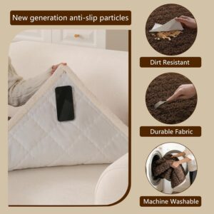 OHSIO Couch Cover for Pets, Washable Non-Slip Sofa Cover Pet Friendly, Soft Fuzzy Teddy Fleece Sofa Slipcover for 2 Cushion Sofa Furniture Protector (Brown, 27.6" x 59") - Image 5