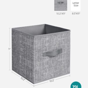 SONGMICS Storage Cubes, 11-Inch Non-Woven Fabric Bins with Double Handles, Set of 6, Closet Organizers for Shelves, Foldable, for Clothes, Cattail Gray UROB26LG - Image 3
