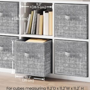 SONGMICS Storage Cubes, 11-Inch Non-Woven Fabric Bins with Double Handles, Set of 6, Closet Organizers for Shelves, Foldable, for Clothes, Cattail Gray UROB26LG - Image 4