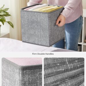 SONGMICS Storage Cubes, 11-Inch Non-Woven Fabric Bins with Double Handles, Set of 6, Closet Organizers for Shelves, Foldable, for Clothes, Cattail Gray UROB26LG - Image 5