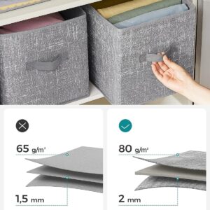 SONGMICS Storage Cubes, 11-Inch Non-Woven Fabric Bins with Double Handles, Set of 6, Closet Organizers for Shelves, Foldable, for Clothes, Cattail Gray UROB26LG - Image 6