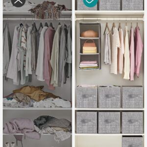 SONGMICS Storage Cubes, 11-Inch Non-Woven Fabric Bins with Double Handles, Set of 6, Closet Organizers for Shelves, Foldable, for Clothes, Cattail Gray UROB26LG - Image 8