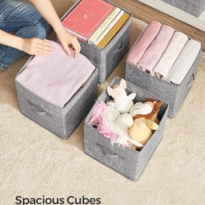 SONGMICS Storage Cubes, 11-Inch Non-Woven Fabric Bins with Double Handles, Set of 6, Closet Organizers for Shelves, Foldable, for Clothes, Cattail Gray UROB26LG - Image 9