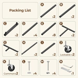 HYSEYY Double Rods Clothes Rack, Rolling Clothing Rack for Hanging Clothes Portable Wardrobe Rack, Metal Garment Rack Sturdy Coat Rack for Bedroom Laundry Living Room, Black - Image 2