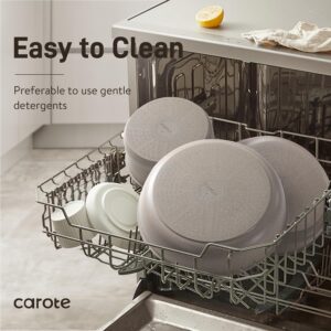 CAROTE 19pcs Pots and Pans Set Non Stick, Nonstick Cookware Set Detachable Handle, Induction Kitchen Cooking Sets with Removable Handle, RV Kitchen, Oven Safe, Taupe - Image 7