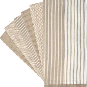 Premium Kitchen Towels (20”x 28”, 6 Pack) | Large Cotton Dish Towels | Flat & Terry Highly Absorbent Kitchen Linen Set with Hanging Loop | Tan - Image 3