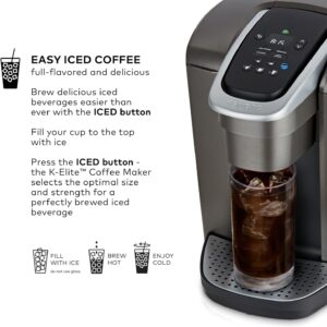 Keurig K-Elite Single Serve K-Cup Pod Coffee Maker, with Strength and Temperature Control, Iced Coffee Capability, 8 to 12oz Brew Size, Programmable, Brushed Slate - Image 5