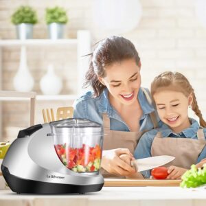 La Reveuse Electric Mini Food Chopper Vegetable Fruit Cutter Meat Grinder Mincer Small Food Processor with 1.3-Cup Prep Bowl, Silver - Image 2