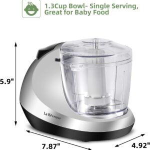 La Reveuse Electric Mini Food Chopper Vegetable Fruit Cutter Meat Grinder Mincer Small Food Processor with 1.3-Cup Prep Bowl, Silver - Image 3
