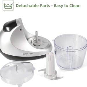 La Reveuse Electric Mini Food Chopper Vegetable Fruit Cutter Meat Grinder Mincer Small Food Processor with 1.3-Cup Prep Bowl, Silver - Image 4
