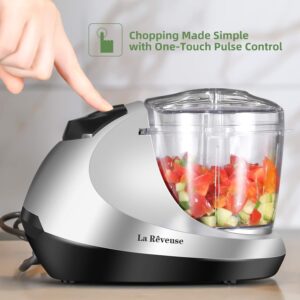 La Reveuse Electric Mini Food Chopper Vegetable Fruit Cutter Meat Grinder Mincer Small Food Processor with 1.3-Cup Prep Bowl, Silver - Image 5
